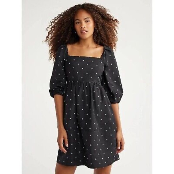 Free Assembly Black Dress with White Floral Accents - Picture 1 of 5